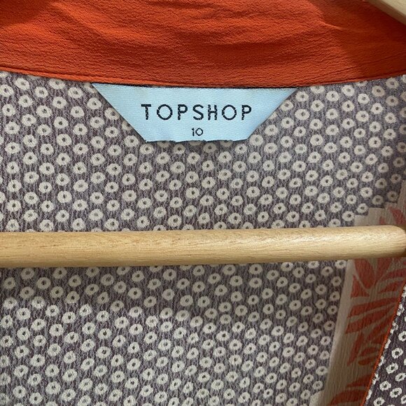 Topshop Orange & Brown Printed Wrap Dress — Size 6 (UK 10) - Picture 10 of 10